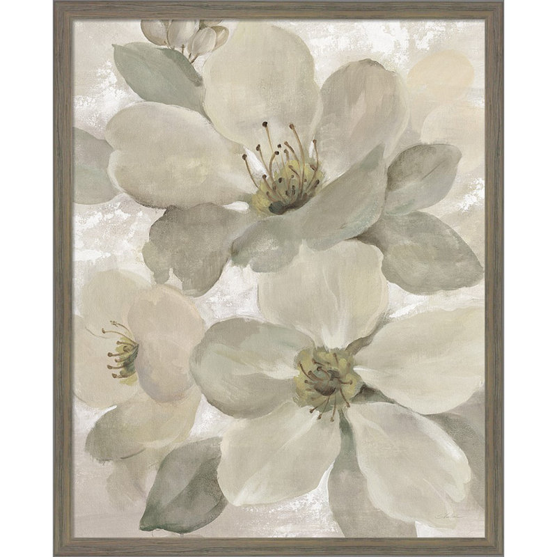 «White on White Floral I & II Neutral» par Silvia Vassileva - ensemble de 2 reproductions de cadres photo