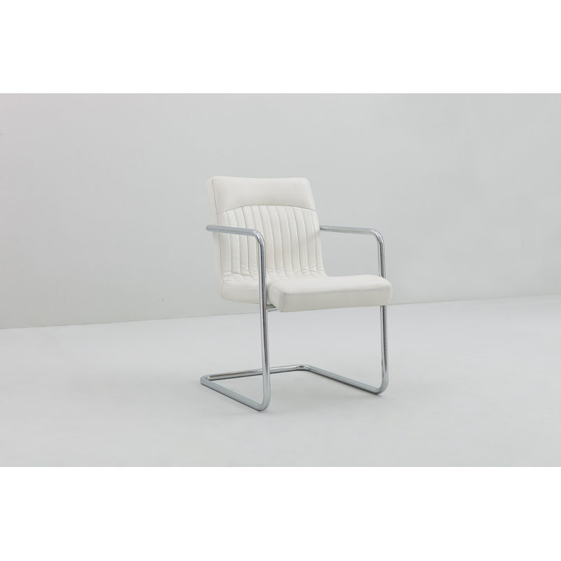 Fauteuil en cuir et métal, Blanc