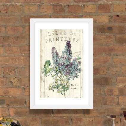«Lilas de Printemps» par Sue Schlabach, impression, Toile avec cadre noir, H 40 po x l 26 po x P 1,5 po