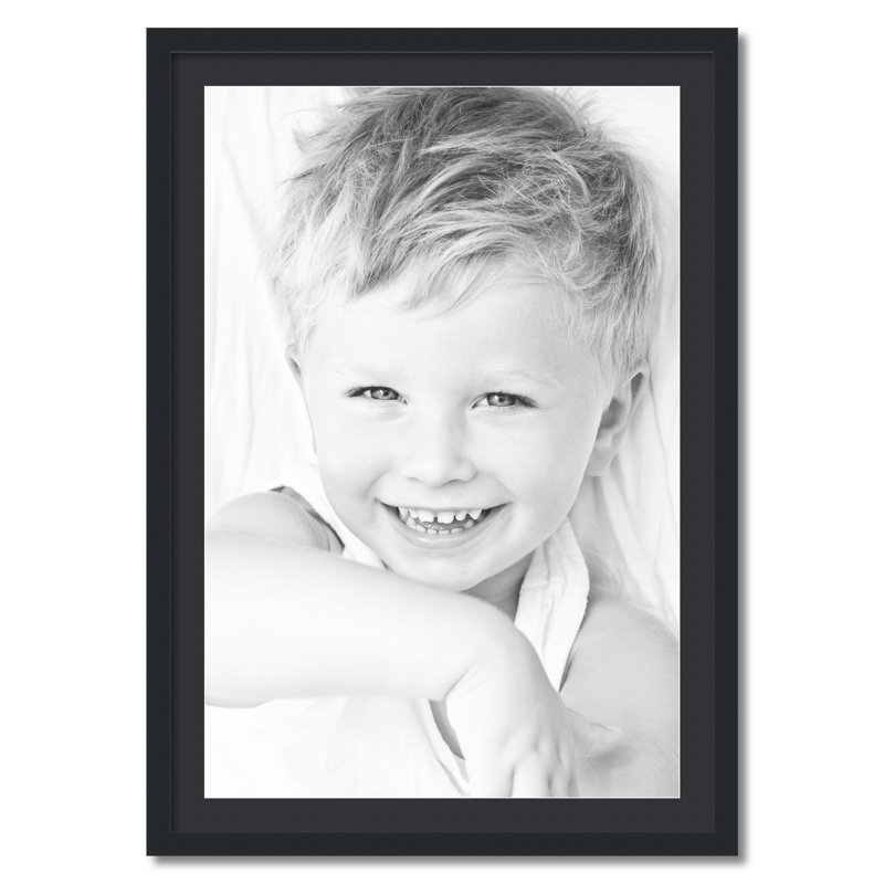 Black Satin 28x40 Wood Matted Picture Frame