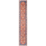 Rustic Coral Color Antique Long and Narrow Chinese Kansu Hallway Runner Rug