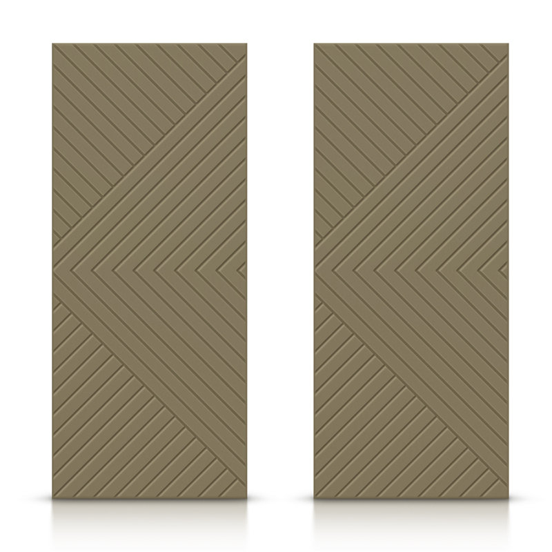 Portes à panneaux coulissantes doubles à panneaux, Vert olive, 48 po x 84 po