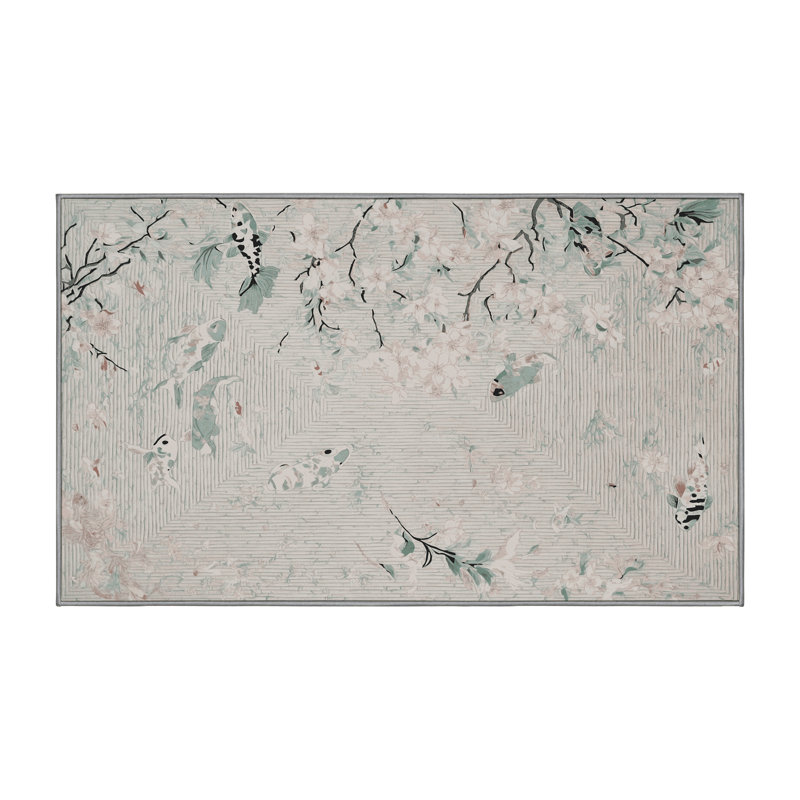 Machine Washable Gray Area Rug, Rectangle 7' x 10'