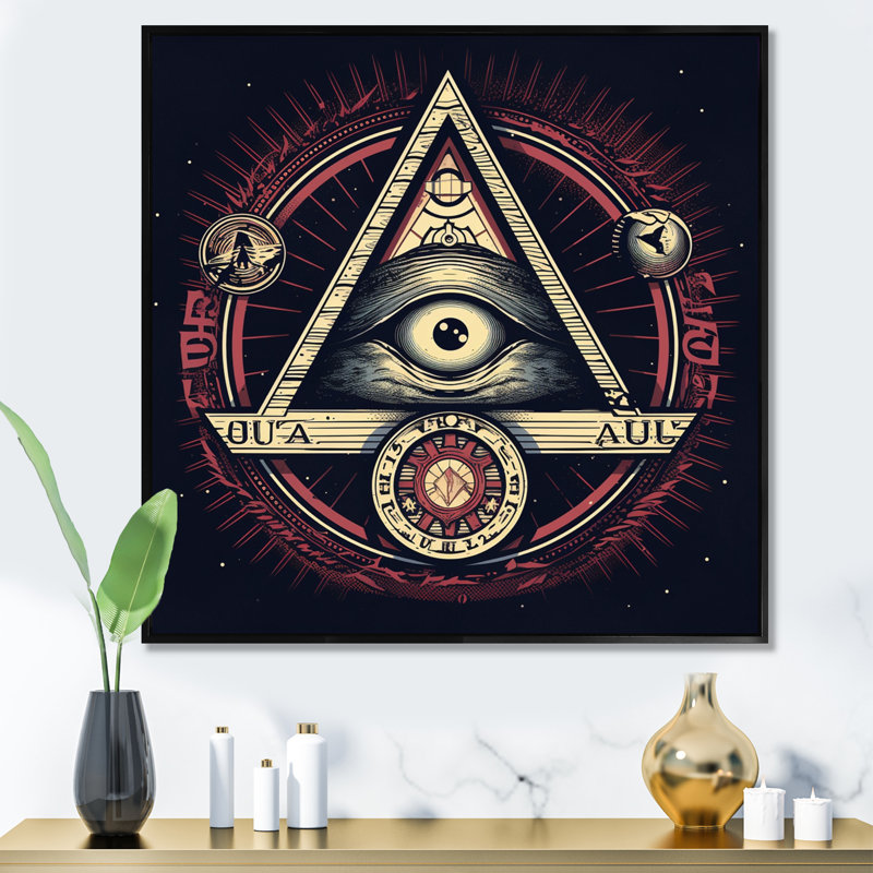«The All Seeing Divine Eye Illuminati», reproduction sur toile, Cadre flottant noir, H 16 po x l 16 po x P 1 po