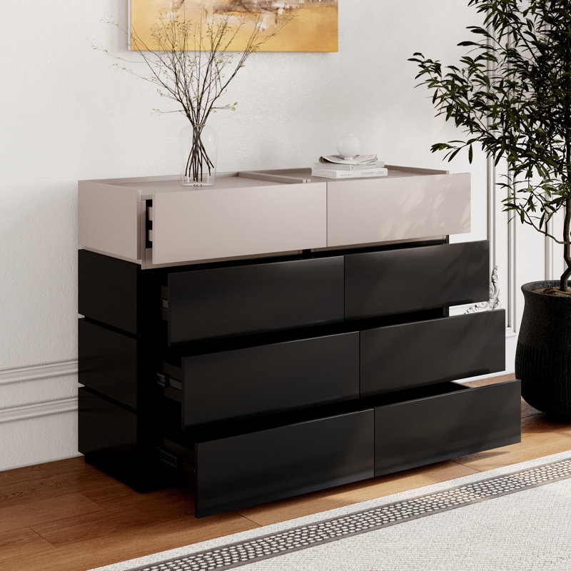 Armoire d'appoint Heckman, Noir / Beige