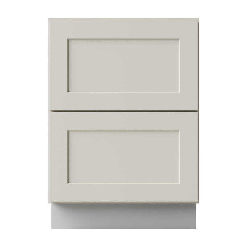 Armoire de cuisine en bois massif prête à assembler, Shaker crème / 2 tiroirs, 24"