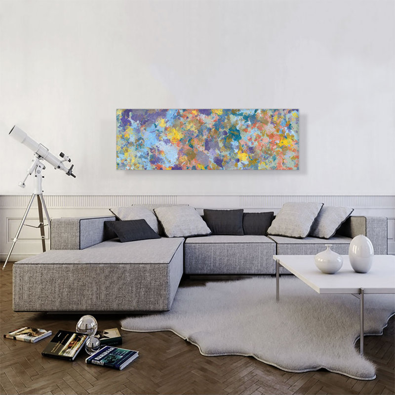 «Baby Blue Yellow» - Reproduction d'art sur toile panoramique, H 16 po x l 48 po x 1,5 po
