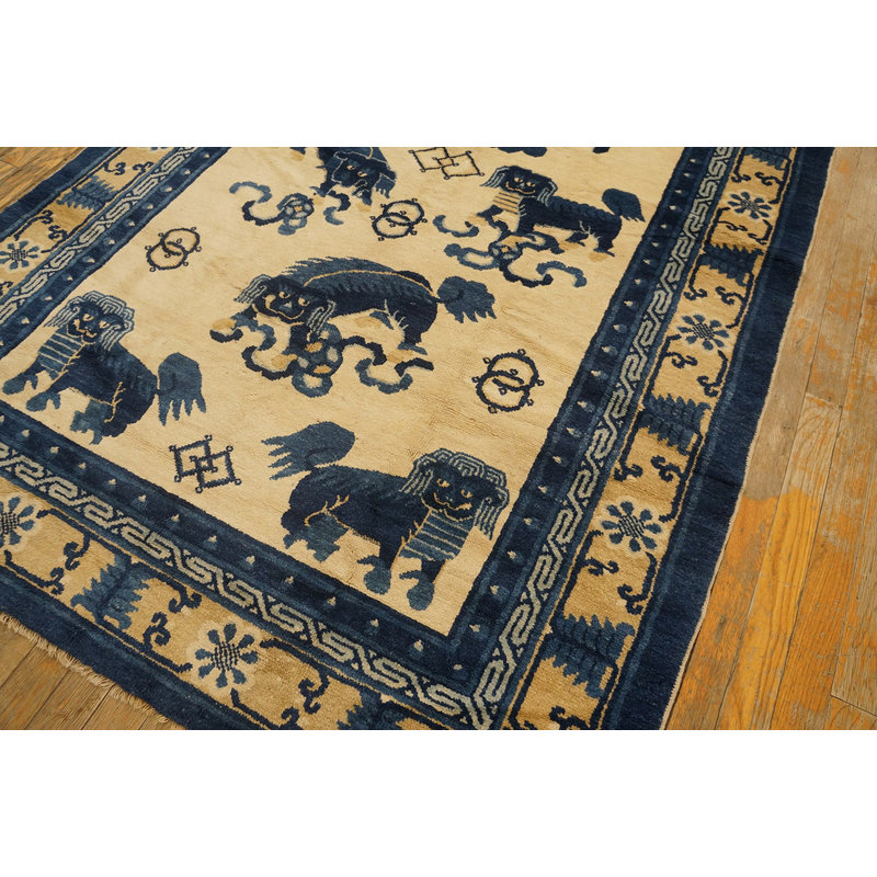 Tapis bleu antique et ivoire pour chien Ningxia