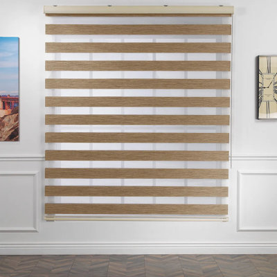 SAMPLE-Zebra Blinds Window Dual Layer Roller Shades, Corded Horizontal Blind