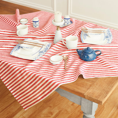 Amalfi Stripe - 100% Pure Linen Tablecloth