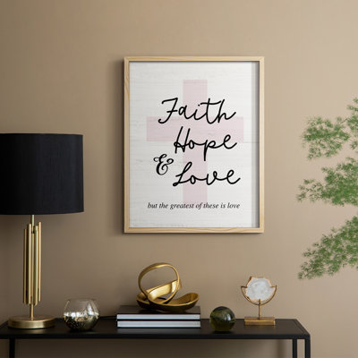 Faith Hope and Love Cross Framed Print - Solid Wood