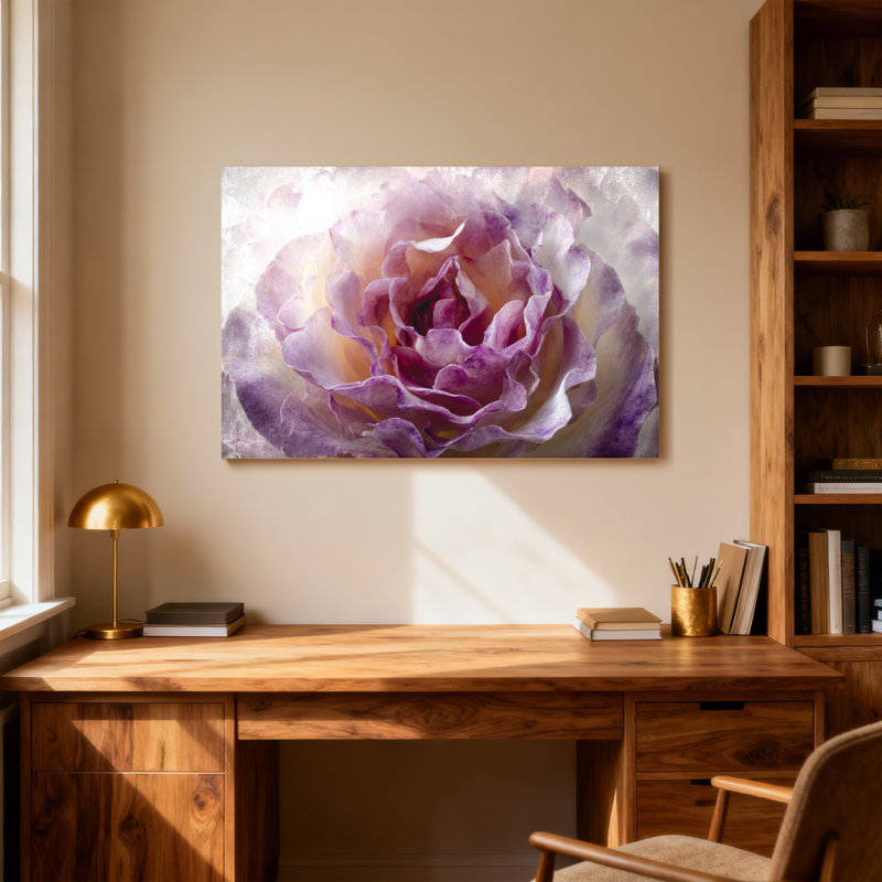 Plantes et fleurs, motif floral mauve, H 16 po x l 24 po