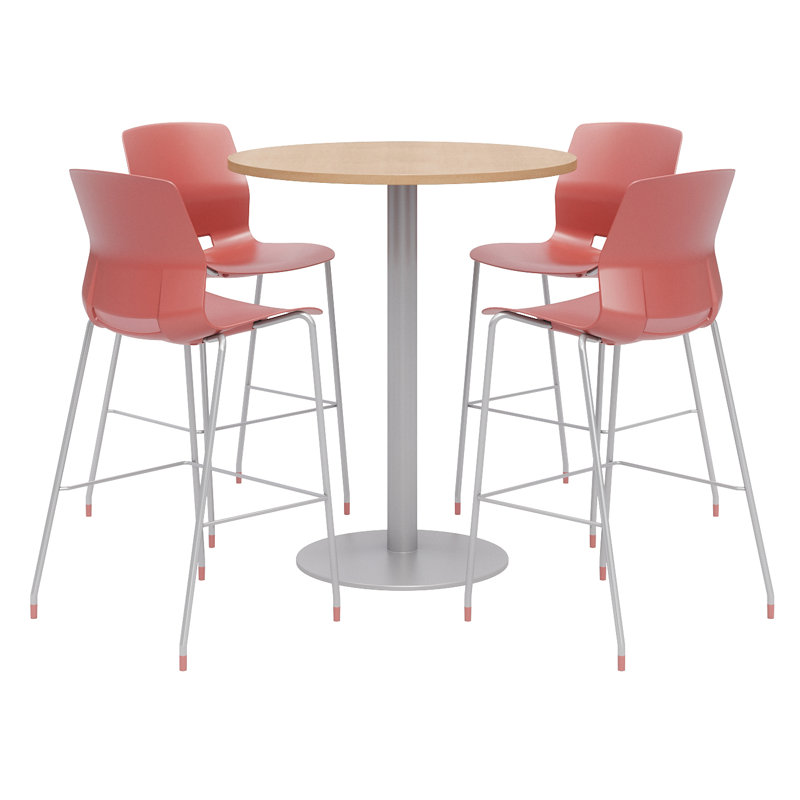 Ensemble de table de salle à manger et de chaises 42 "L, H 41 po x L 36 po x P 36 po, Érable, Corail