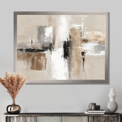 Brown And Black Brushstroke Abstract Painting - Cubism Wall Art, Brown Abstract Canvas Print