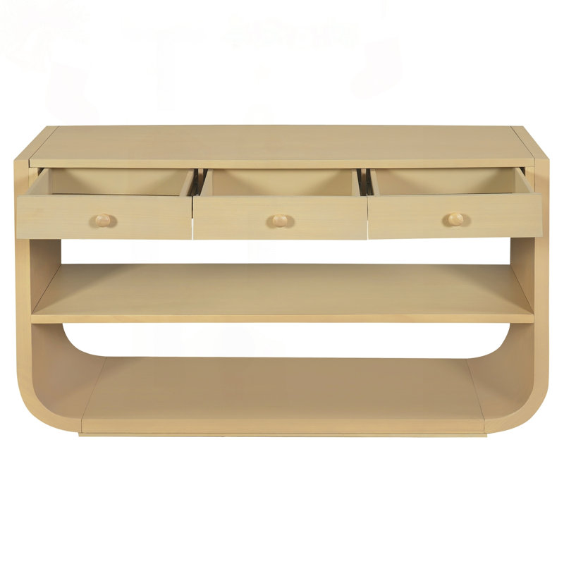 Console moderne avec 3 tiroirs à fermeture douce et 2 tablettes Modern, Naturel
