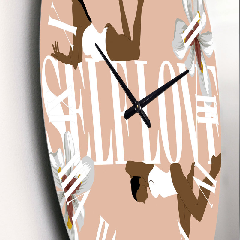 Horloge murale moderne Empowered Cosmic Women Geometric Goddess Series - noir et rouge, Petit