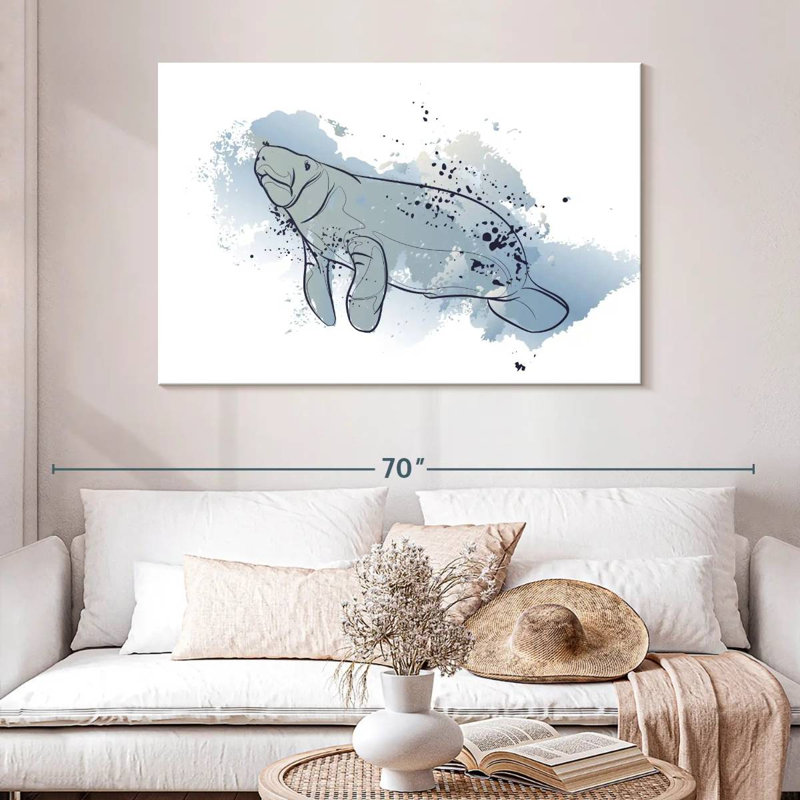 Lamantin couleur, H 32 po x l 48 po