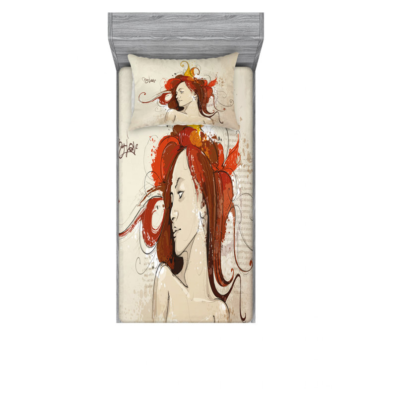 Ensemble de draps en grunges pour femmes, Ensemble de draps pour lit simple avec drap-housse