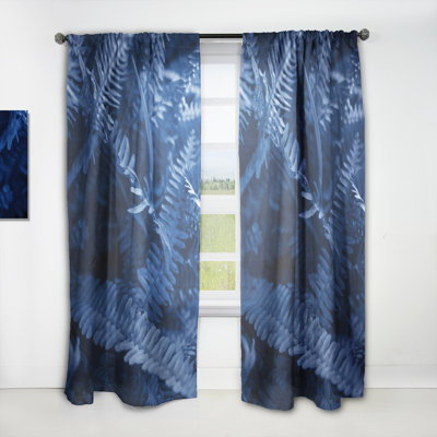 Sark Fern Leaves Floral Semi-Sheer Thermal Rod Pocket Single Curtain Panel -  Design Art, CTN39502-52-63