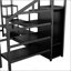 Lit mezzanine double en métal avec meuble télé-594692570