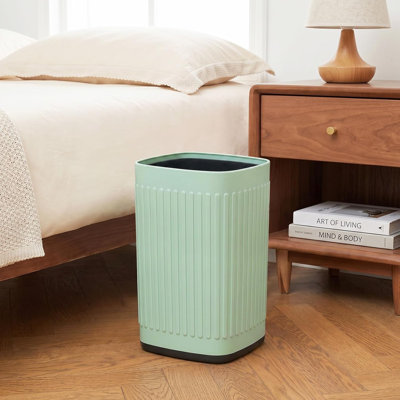 Poubelle de salle de bain en métal Smal, 2,6 G / 10 L, corbeille, vert | Boîtier en métal, imperméable, robuste et résistant aux chutes, toit ouvert, base antidérapante, pour chambre à coucher, salon, bureau, salle de bain