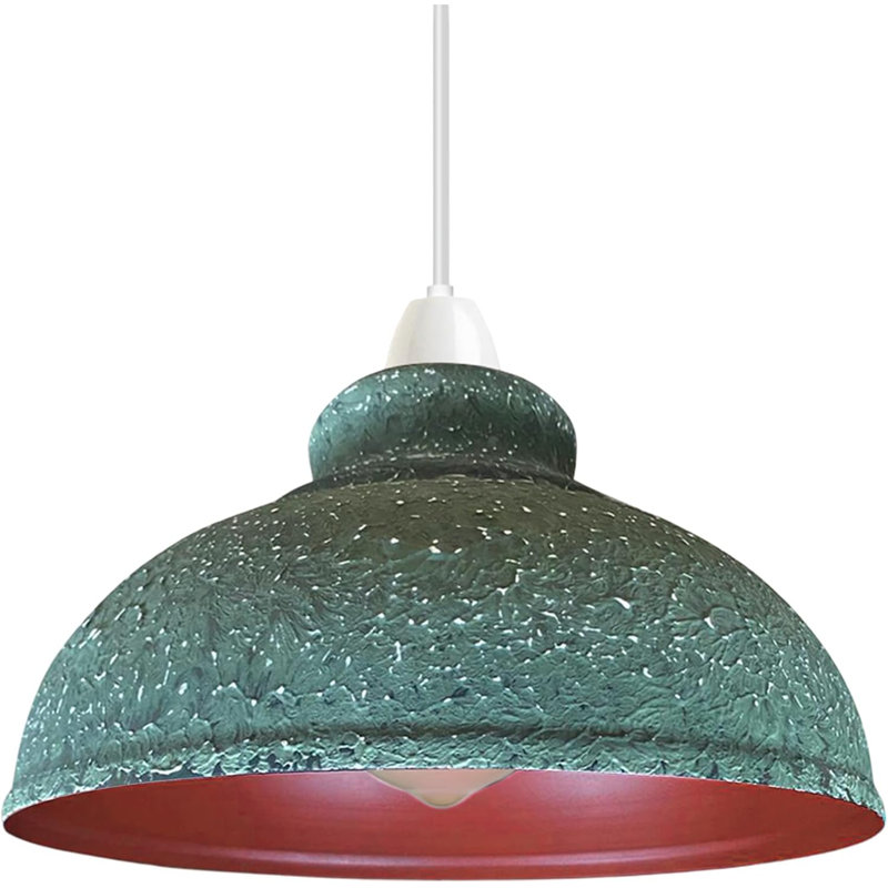 17cm H Metal Dome Lamp Shade ( Screw On ) in Green Cama