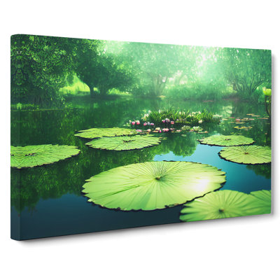 Blissful Water Lily Pond - Wrapped Canvas