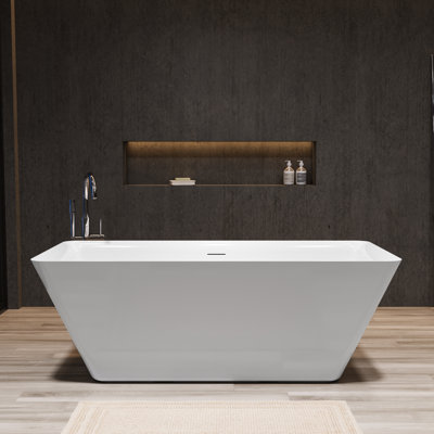 66" X 29.5" Freestanding Soaking Acrylic Bathtub