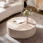 Table basse ronde avec motif Mars pour le salon, table basse tambour moderne pour le salon, pas besoin d'assemblage (motif Mars)-55492805