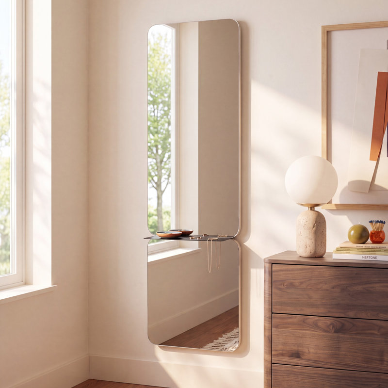 Gropius Modern Entryway Mirror with Shelf