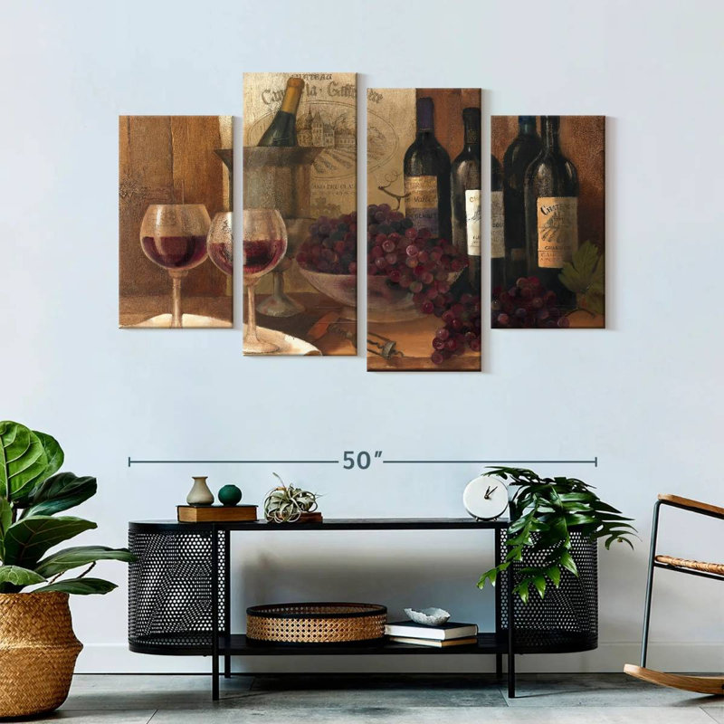 Vin rouge rétro 4 pièces, H 52 po x l 32 po x P 1,25 po