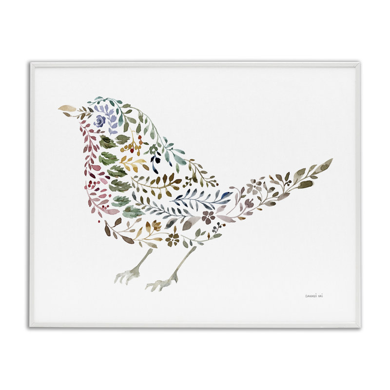  Art floral, giclée d'oiseaux par Danhui Nai, H 16 po x l 20 po, Giclée encadrée blanc bord de mer