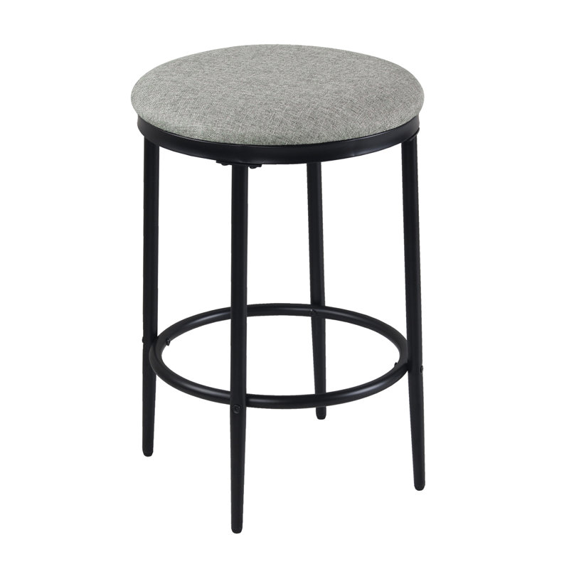 Ebern Designs Upholstered Metal Barstool, Gray