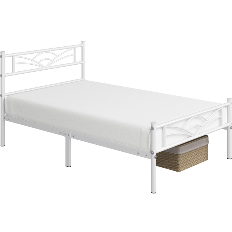3Ft Single Metal Bed Frame, White, Single (3')