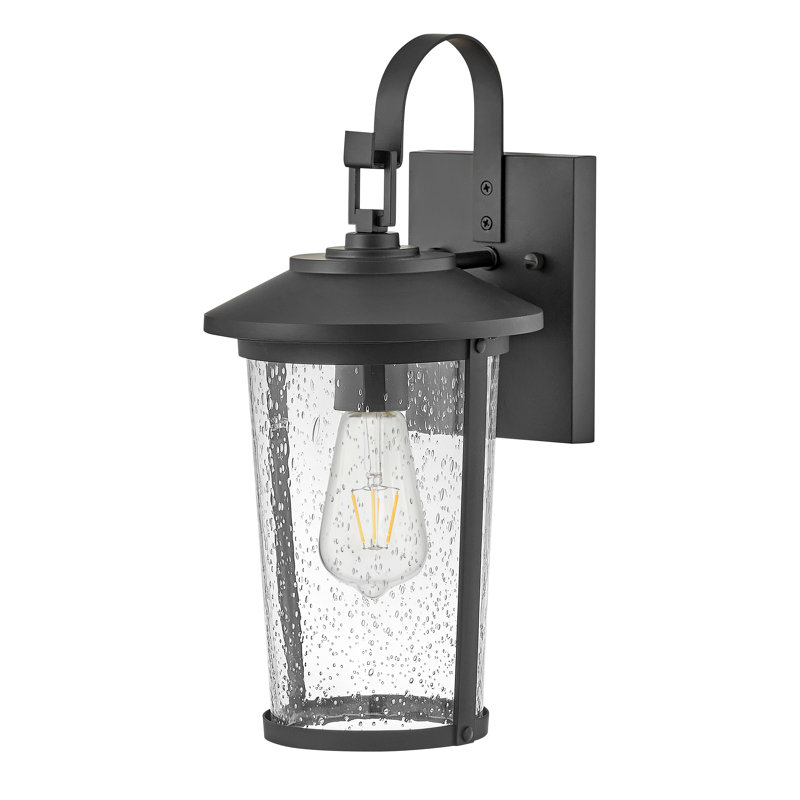 Lanterne murale d'extérieur en verre grainé noir Kinsler Cocci, H 22 po x l 10,5 po x P 11,7 po