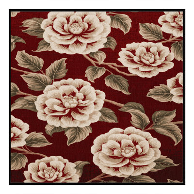 Tapis rouge botanique lavable à la machine