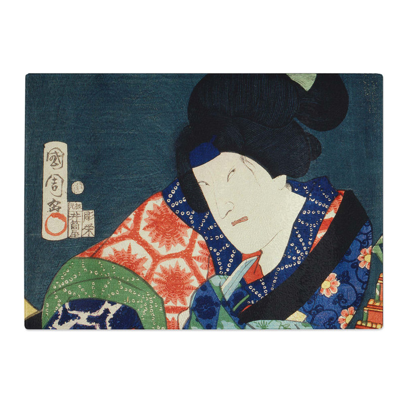 Tempered Glass Male Portrait by Toyohara Kunichika Chopping Board, 28.5 cm x 20 cm