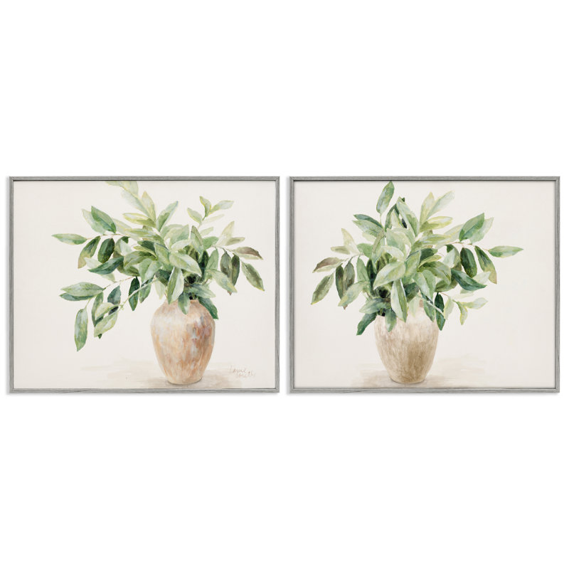 «Vase of Hardy Green Foliage», ensemble de 2 estampes numériques par Lanie Loreth, Estampe numérique Farmhouse