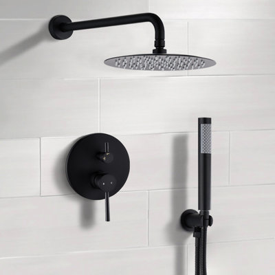 Pomme de douche en nickel brossé 10 po - Pluie avec un incontournable mobile