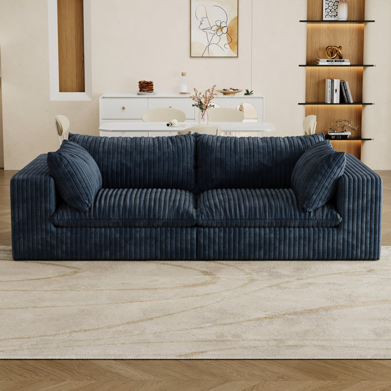 2 sièges bleus avec coussins de luxe en plumes, tissu doux, support en éponge, conception modulaire, compression élevée, profondeur de produit de 80,56 po, largeur de 39,93 po, hauteur de 23,68 po, poids de 103,42 lb, plaisir confortable