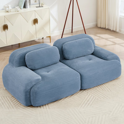 Fauteuil en velours côtelé 82 po 82 po, incurvé, éponge haute résilience, modulaire pour base de chambre à coucher, salon à séparation personnalisée