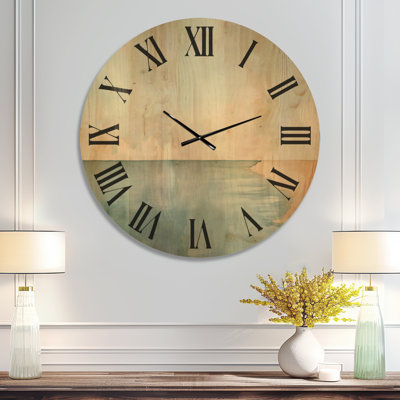 Grande horloge murale panoramique en bois - reflet du lac calme