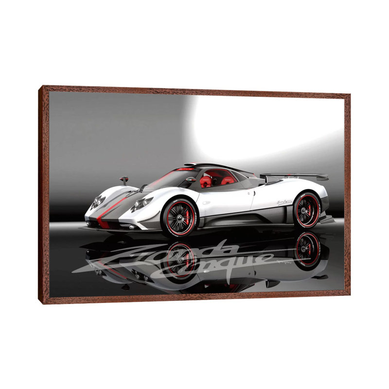 Pagani Zonda Cinque - Print on Canvas, 66.04 cm H x 45.72 cm W, Brown Framed