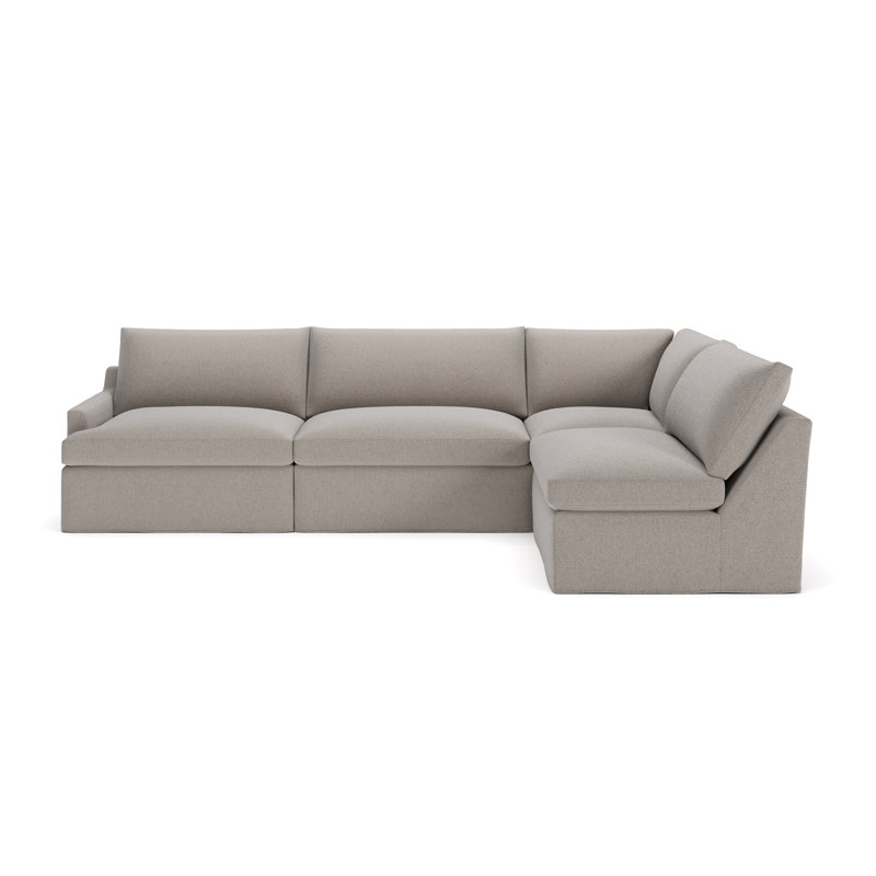 Canapé modulaire 4 pièces Wrenley, Boucle Apollo Pebble, Orienté à droite
