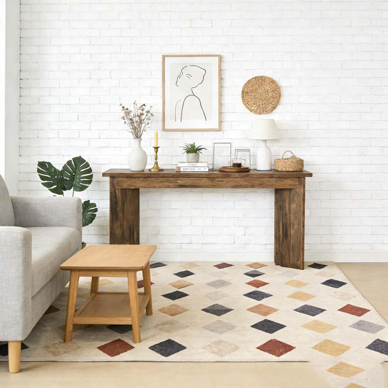 Wooden Console Table Sofa Table Hallway Table with Double Pedestal