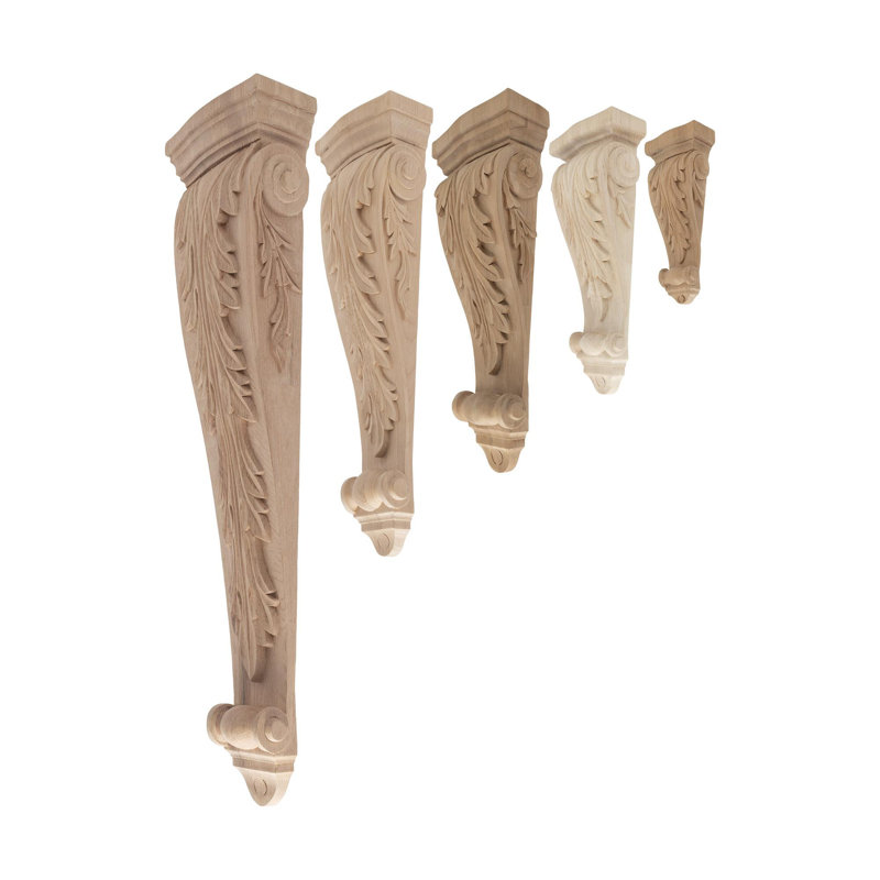 24" Unfinished Hand Carved Alder Wood Corbel