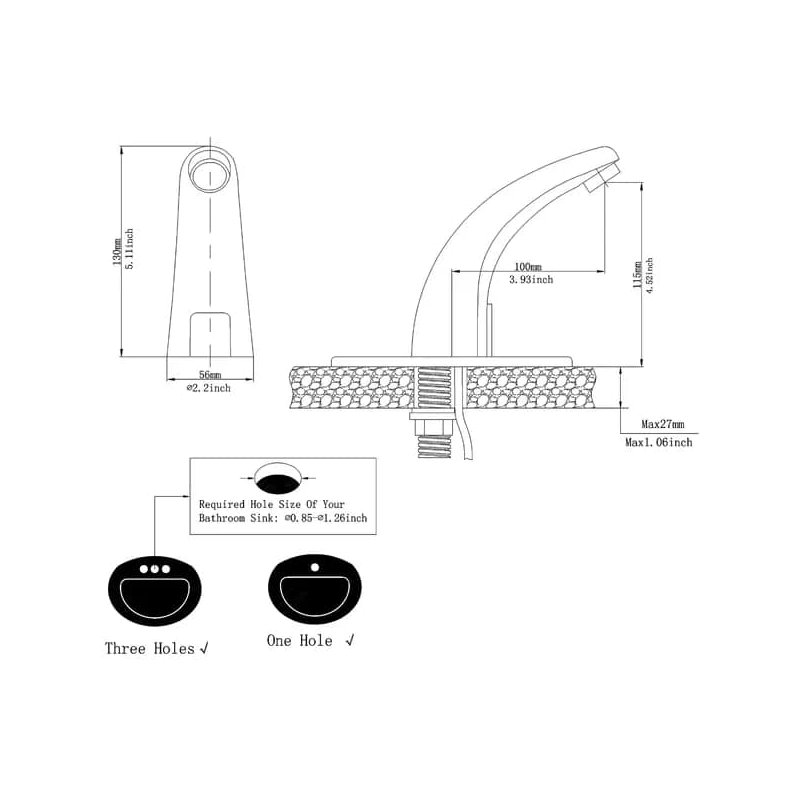 Robinet de lavabo de salle de bain automatique à capteur sans contact avec plaque de pont
