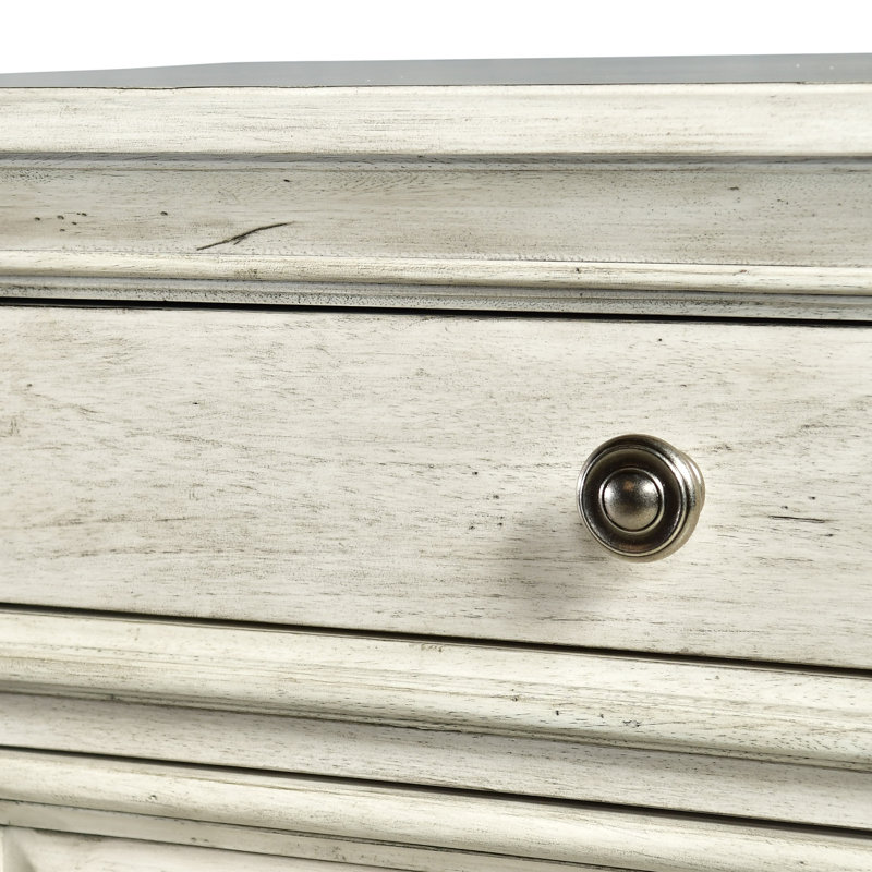 Commode double 8 tiroirs 66 po avec miroir Lipford, Ivoire rustique, Ivoire rustique