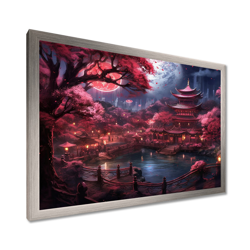 Japon, terre du Samouraï III - Japon, art mural, H 16 po x l 32 po x P 1 po, Cadre simple argenté