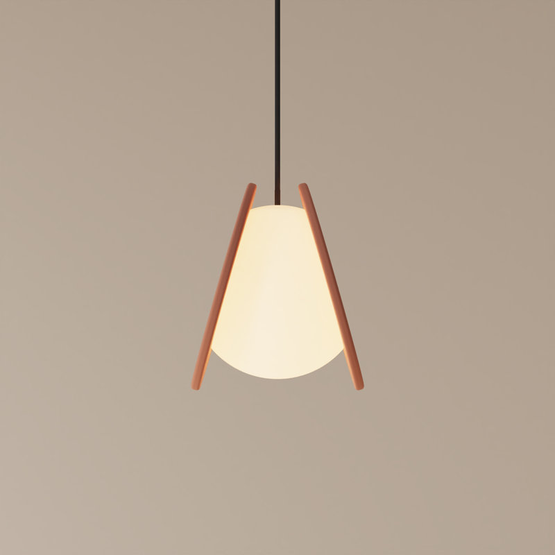 Pendulum Pendant Light, Black, Blossompink, 14" H x 9.69" W x 8.03" D